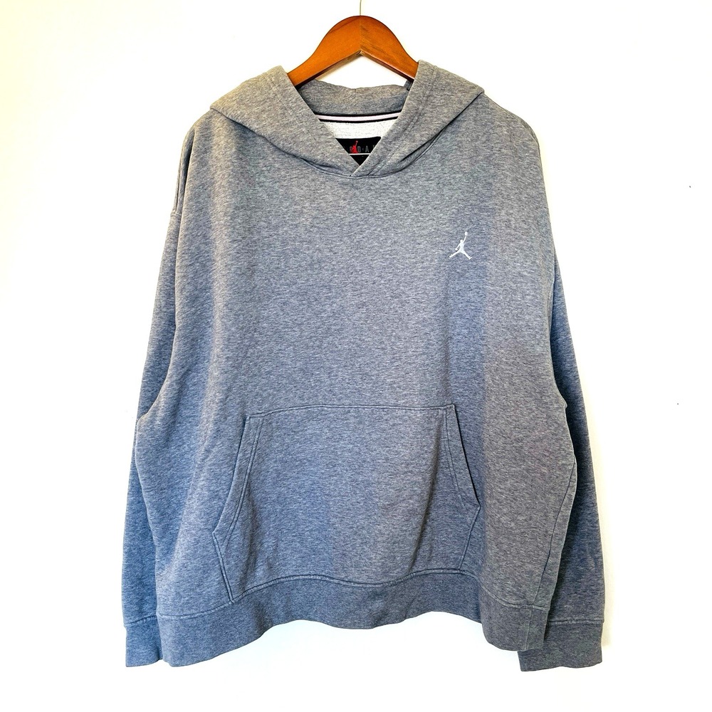 Nike Mens Air Jordan Brooklyn Fleece Hoodie Size 3X Grey White FJ7774-091